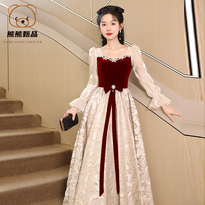 新娘敬酒服2025新款中长款订婚连衣裙显瘦结婚回门宴会礼服女mdd