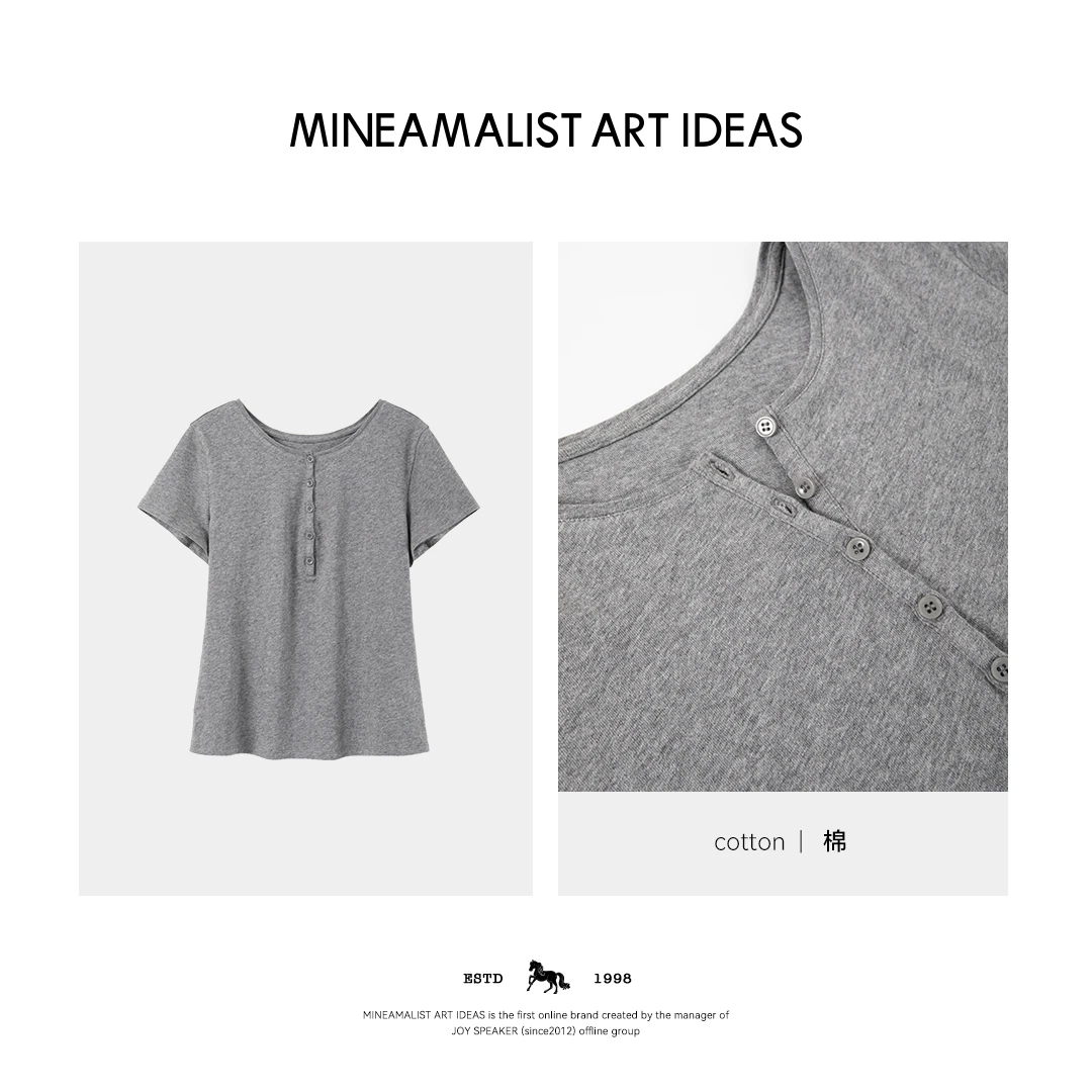 MINEAMALIST ART IDEAS夏季棉质半袖亨利衫3654M