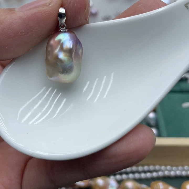 淡水珍珠吊坠(不含链)银S925镶嵌