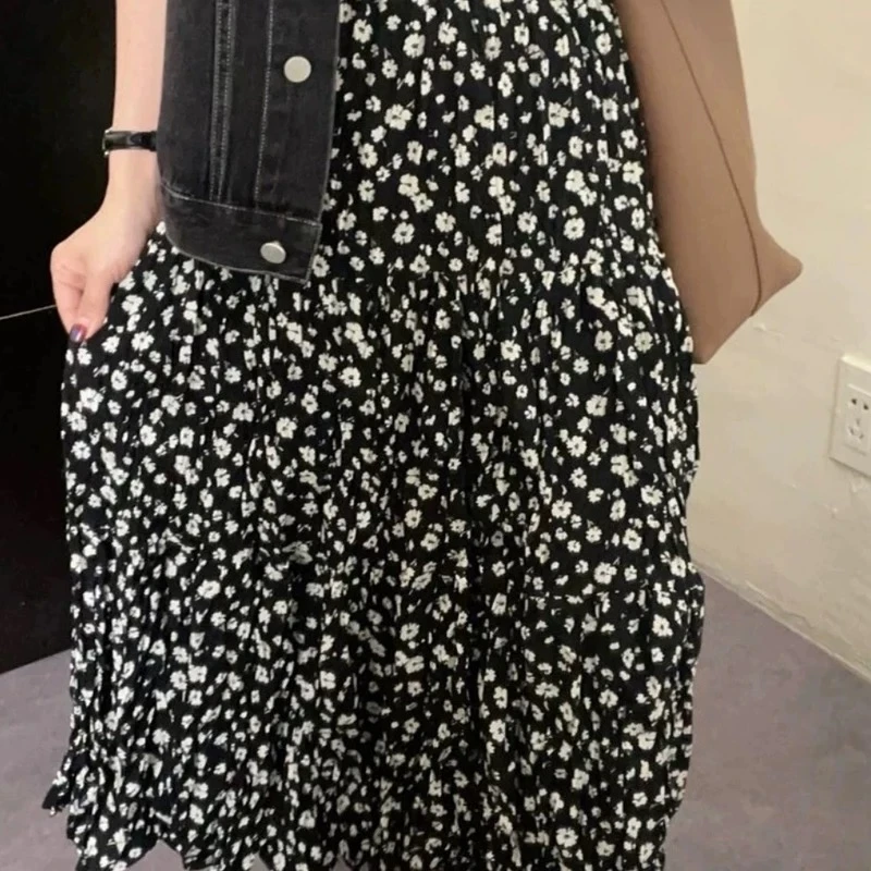 3201【繁花半身裙】法式优雅度假风碎花中长款A字裙