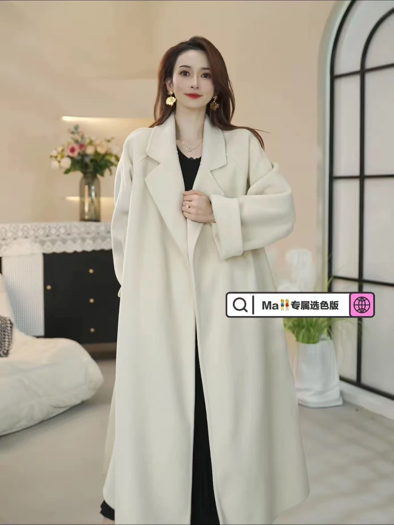 【常规无扣】2025秋冬中长款双面呢外套气质韩版减龄显瘦百搭款大衣