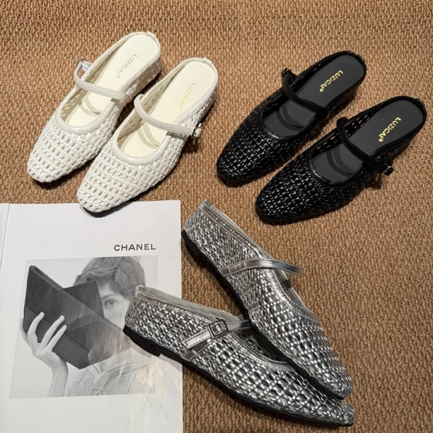 法式半包头拖鞋女夏外穿2025夏季新款搭配裙子洞洞凉拖鞋979-2