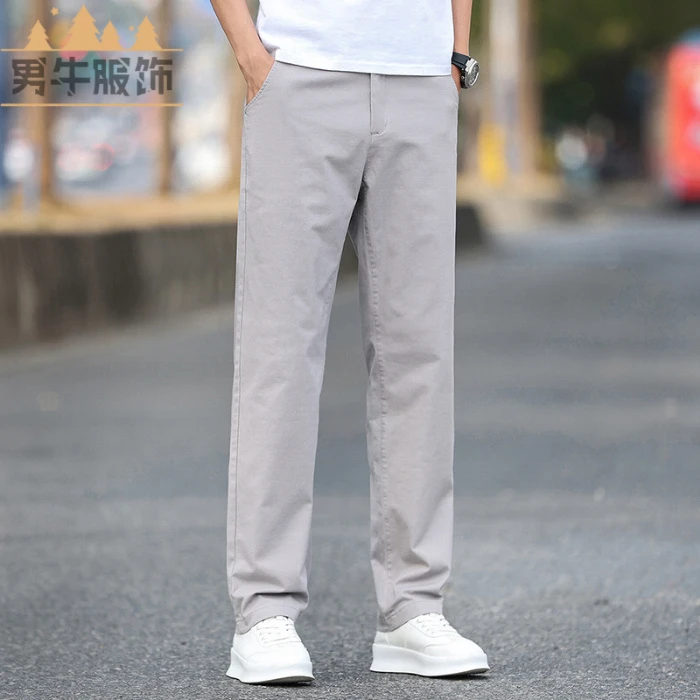 春夏新款棉弹休闲裤宽松直筒商务裤子男2025新款百搭青年男士长裤