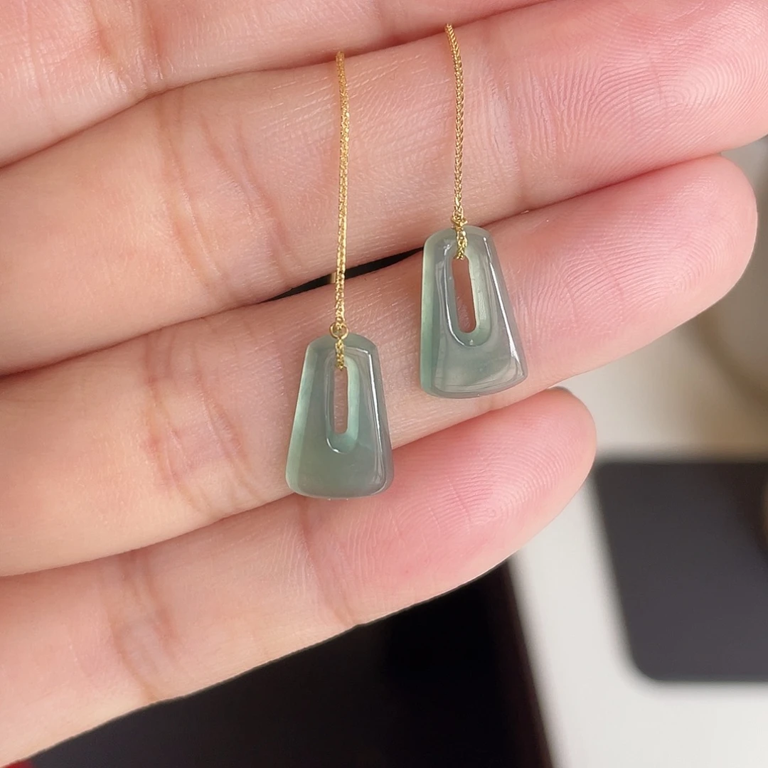 翡翠18K金镶嵌耳饰111