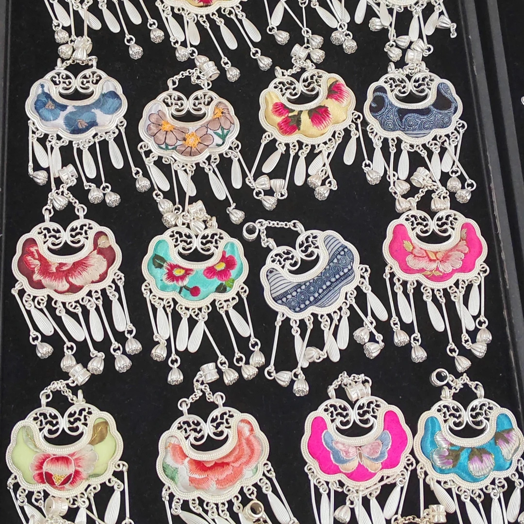 铜合金涤纶项链 百搭贵州黔东南苗族非遗银秀新娘饰品配饰古风