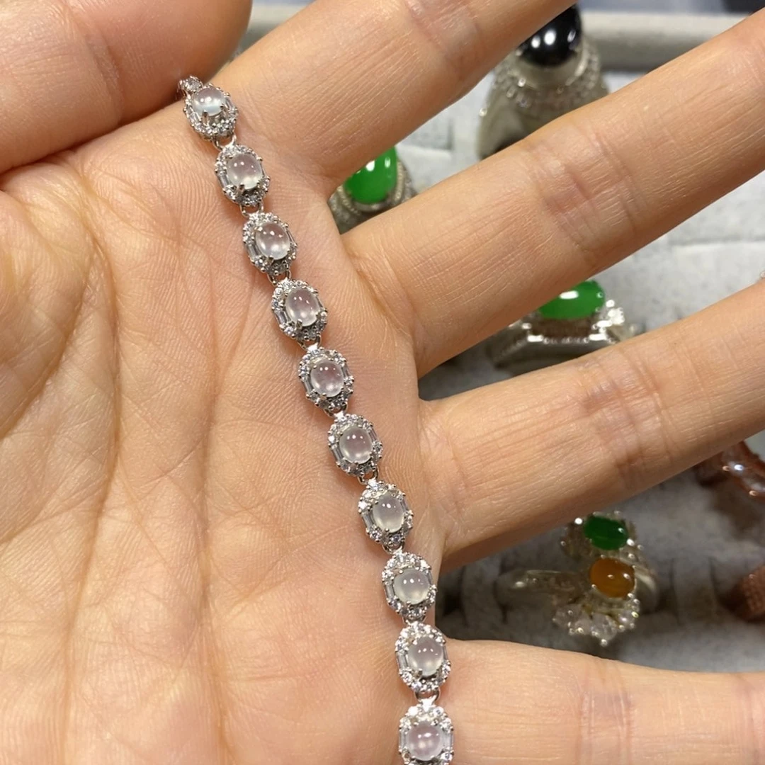 银S925镶嵌手链翡翠手链