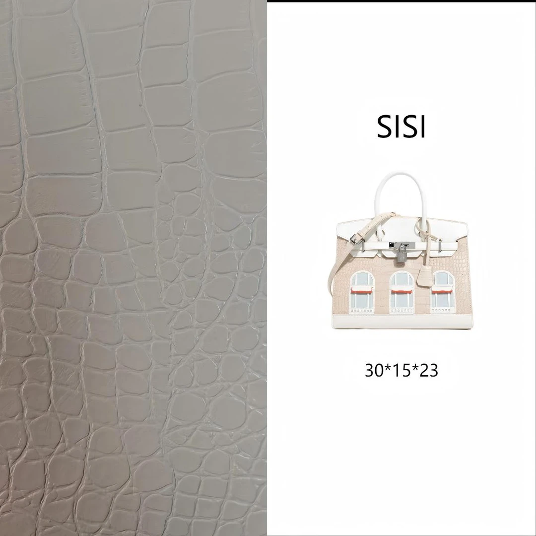 【尺寸:30*15*23】SISI原创设计高定真皮女包 30房子包-初雪白