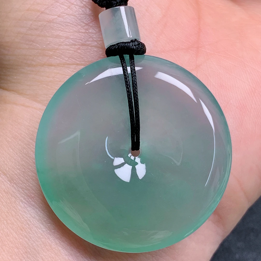 天然缅甸翡翠A货正冰晴晴绿平安扣气质精美尺寸36.2+6.26