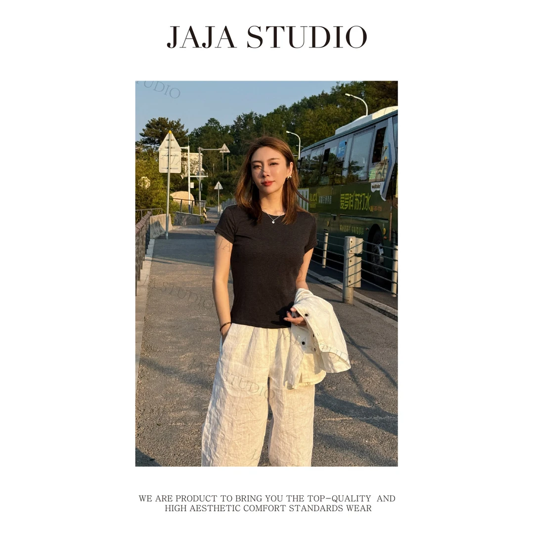 『JAJA佳一』精致感~小飞袖莱赛尔棉感圆领短袖T-A260