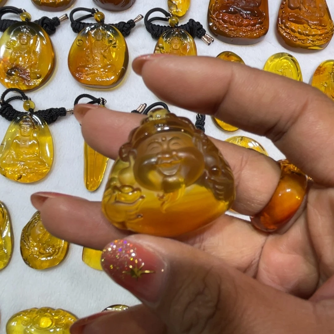 琥珀未镶嵌手串财神爷