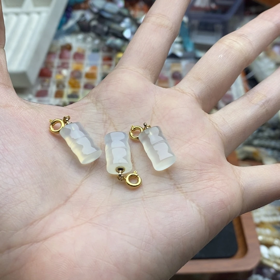 玛瑙/玉髓未镶嵌珠宝半成品一个装纯天然荔枝冻玛瑙竹节8×12mm