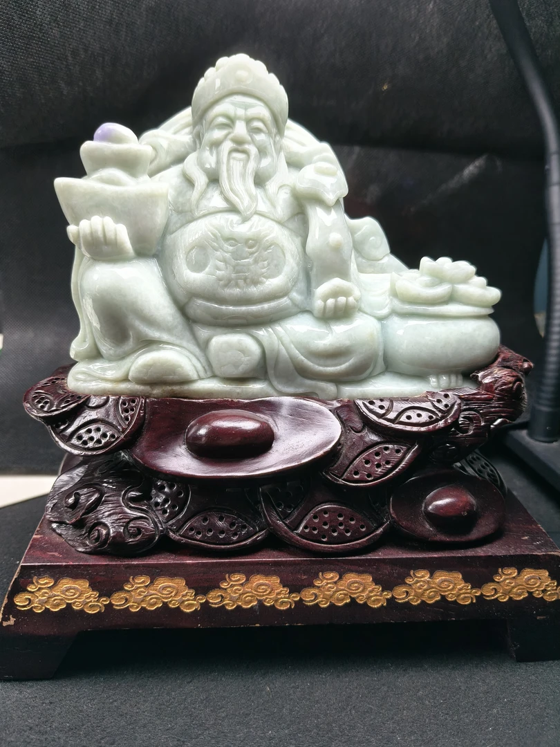 豆种翡翠财神摆件