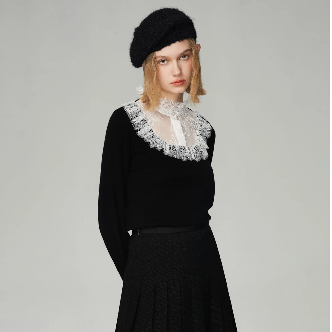 COCOON/可可尼蕾丝拼接毛衫23410AF102021020