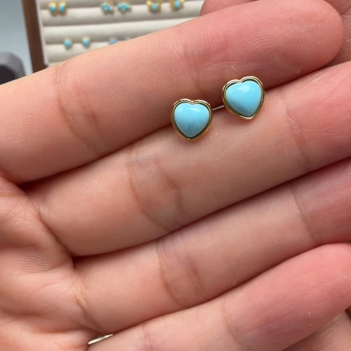 绿松石银S925镶嵌耳饰