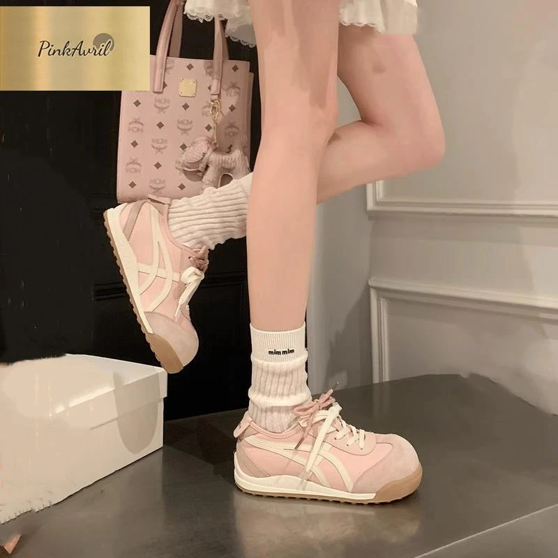 PinkAvril丑萌轻便2025春夏超软德训款圆头内透气鞋运动阿甘鞋~女