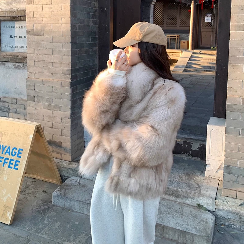 “神明奶狐”重磅狐狸毛双色染色润亮高級财阀千金皮草-毛呢外套