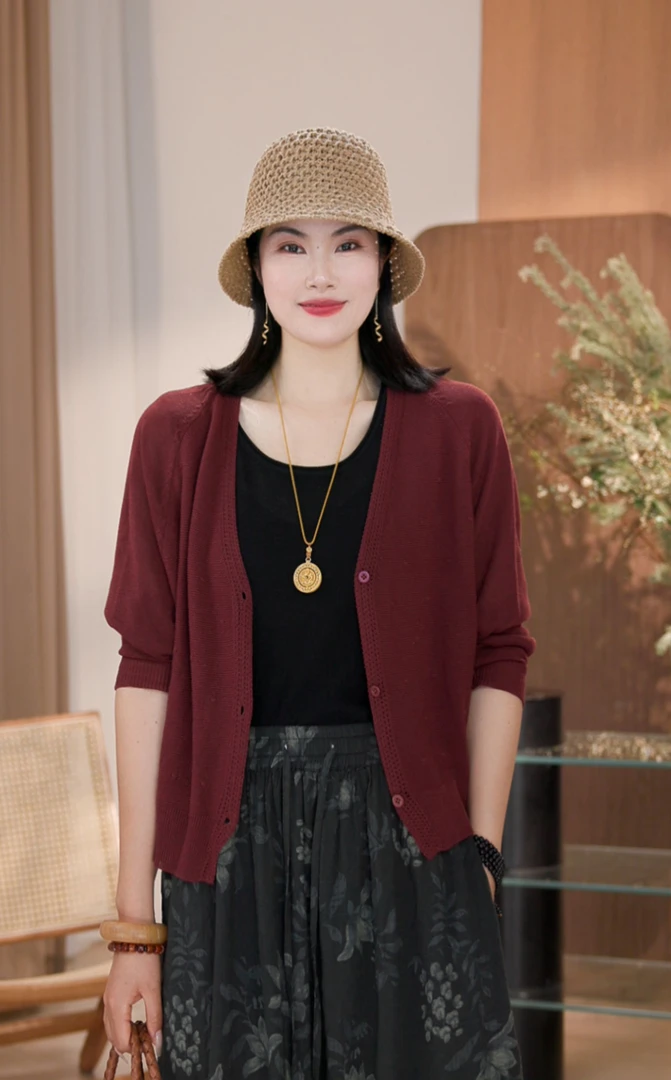 孜禾夏季亚麻轻薄防晒两穿开衫女减龄百搭气质显瘦色