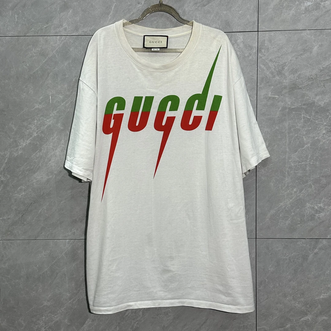 99新 GUCCI/古驰 XL码 红绿锋刃logo 闪电 短袖