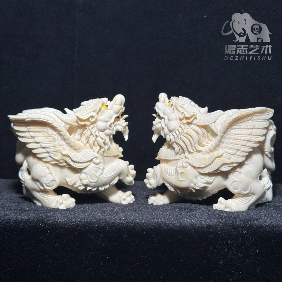 DEZHI/德志【飞天貔貅】一对285g单个尺寸84*68*35mm一体猛犸牙摆件