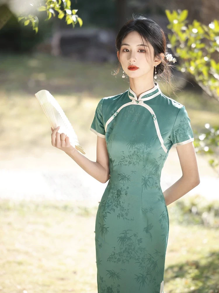 303 年轻款美龄襟长款侧八扣|丹青客|旗袍