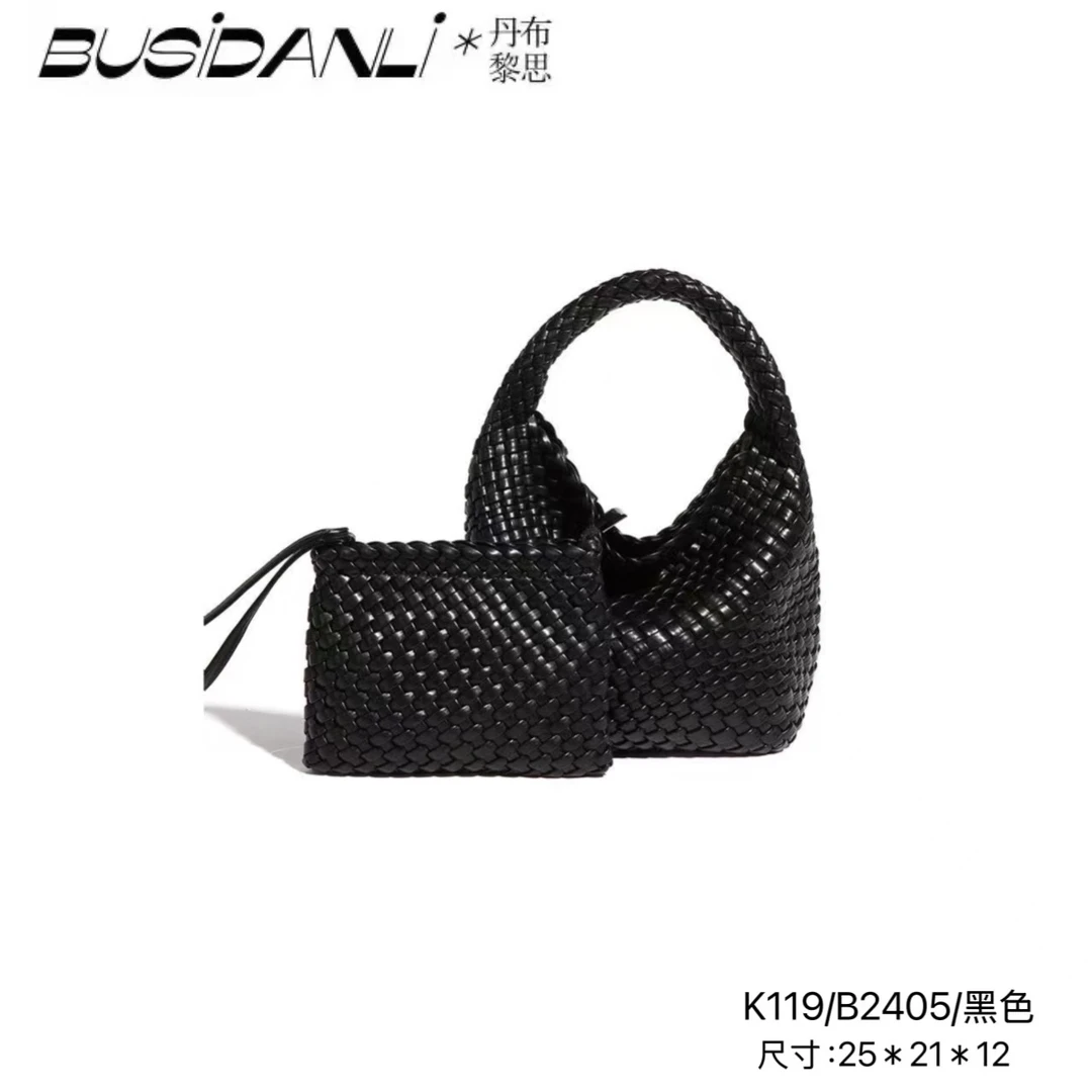 K119/B2405/黑色/编织菜篮子BusiDanli高端定制手提包气质轻奢