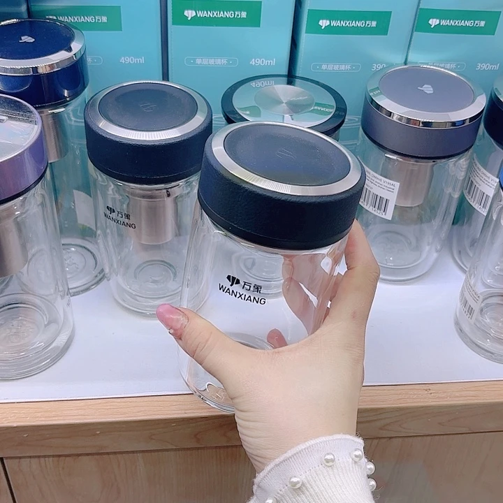 万象品牌单层玻璃杯大鹅蛋皮纹510杯套