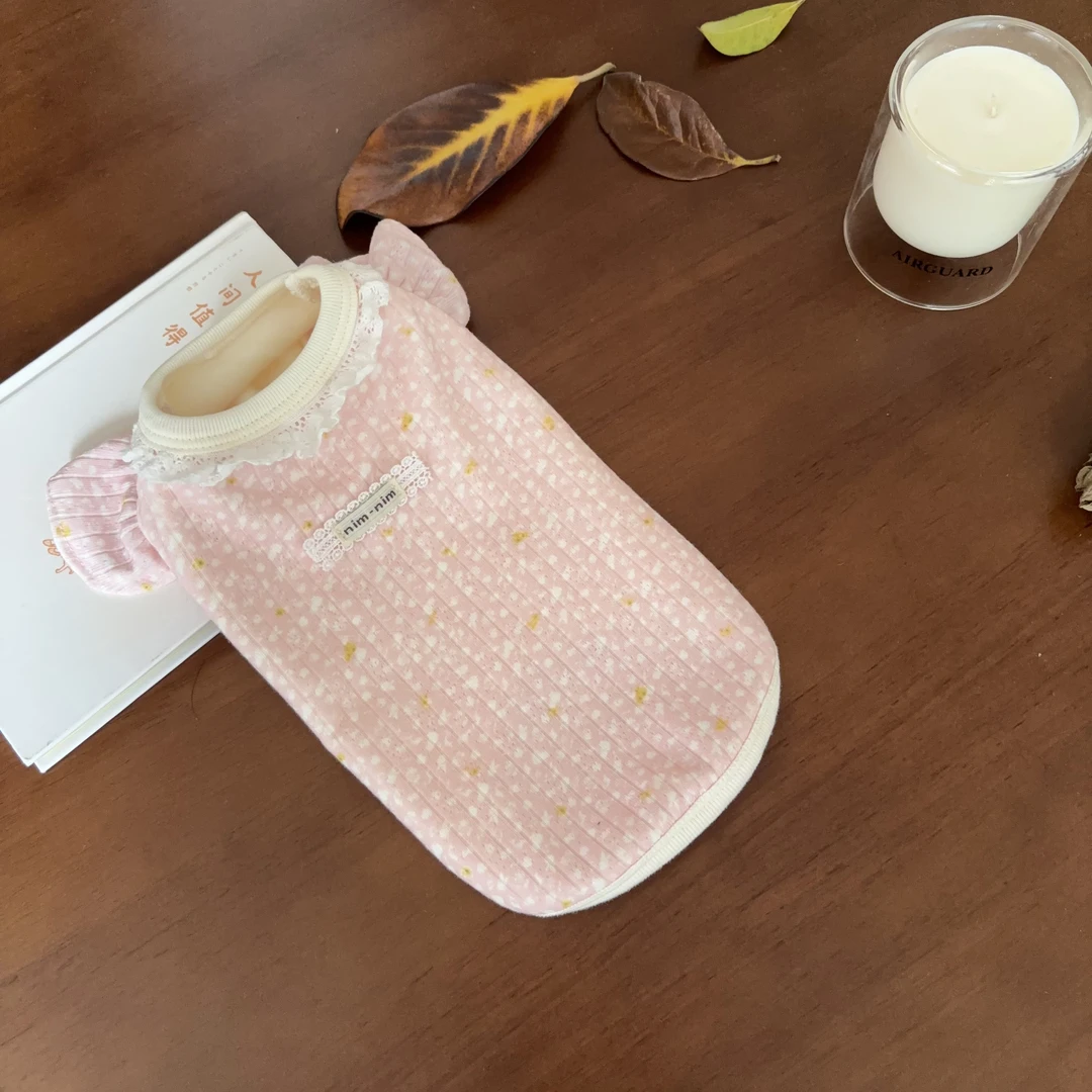 宠物秋冬碎花带弹力加绒保暖打底衣居家服猫咪狗狗通穿小型犬