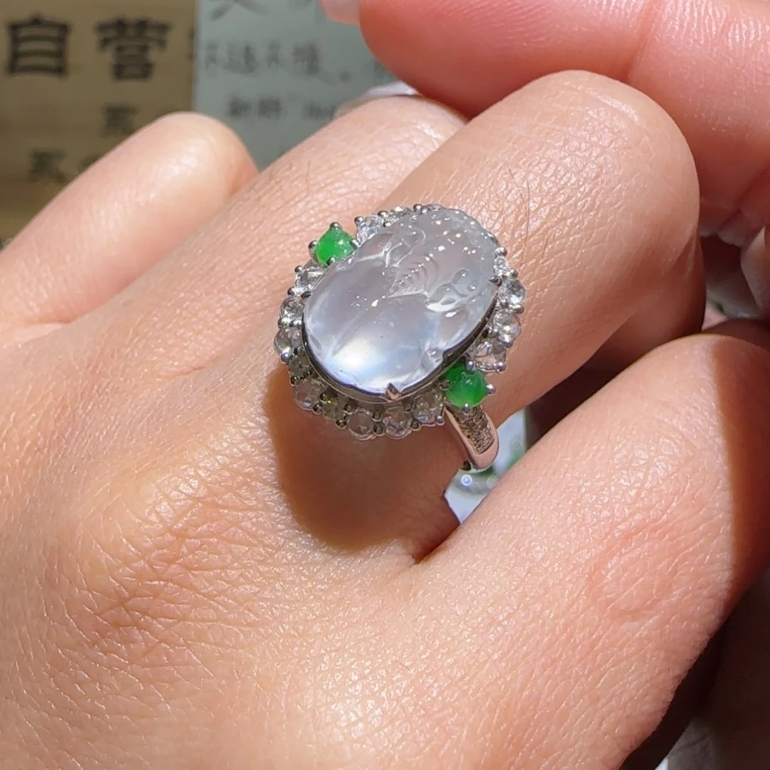 【闪购商品】翡翠戒指18K金镶嵌缅甸