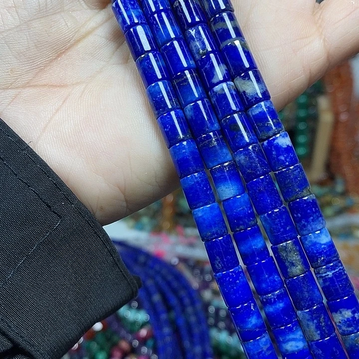 玛瑙/玉髓未镶嵌珠宝半成品天然青金卡6*7mm一条