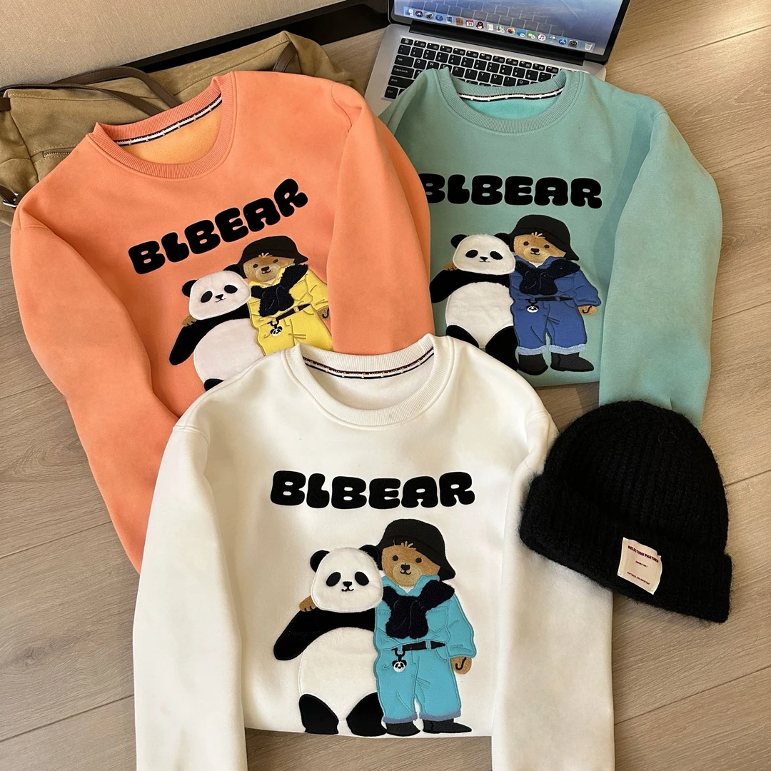 阿悄订制 冬款 哥俩好刺绣圆领加绒卫衣#86882