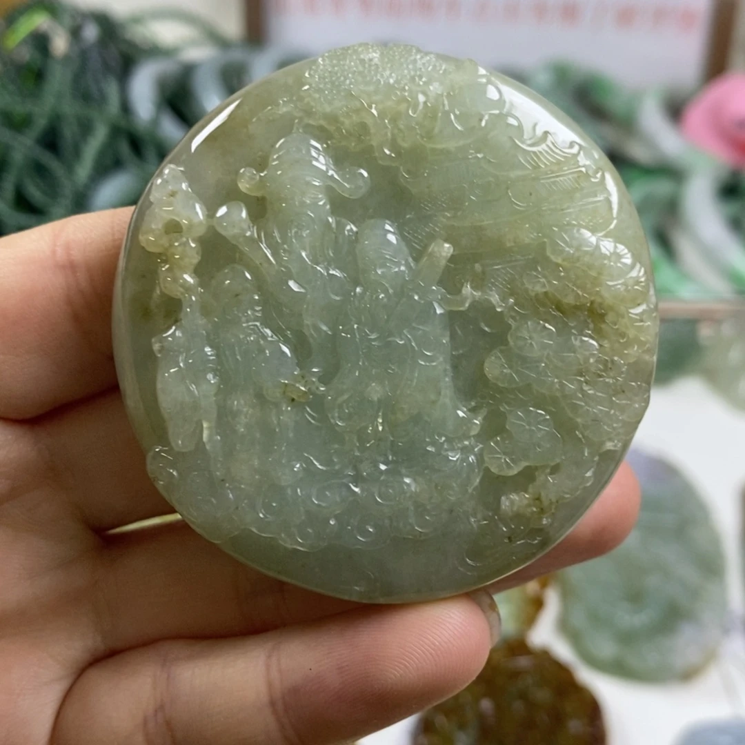 翡翠未镶嵌颈饰2-4翡翠A货挂件