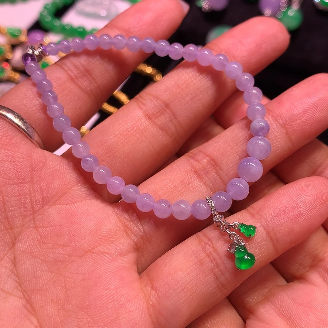 18K金镶嵌手链翡翠缅甸翡翠手链18k镶嵌