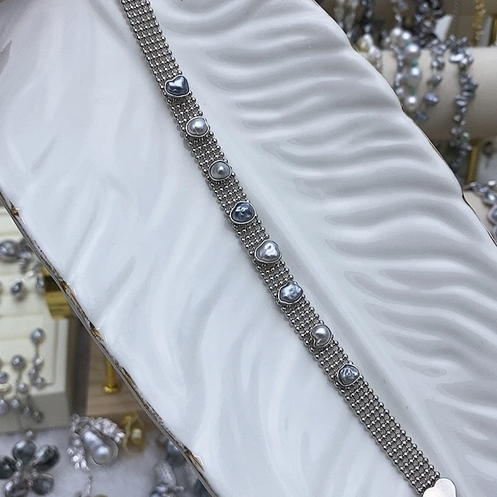 海水珍珠银S925镶嵌手绳