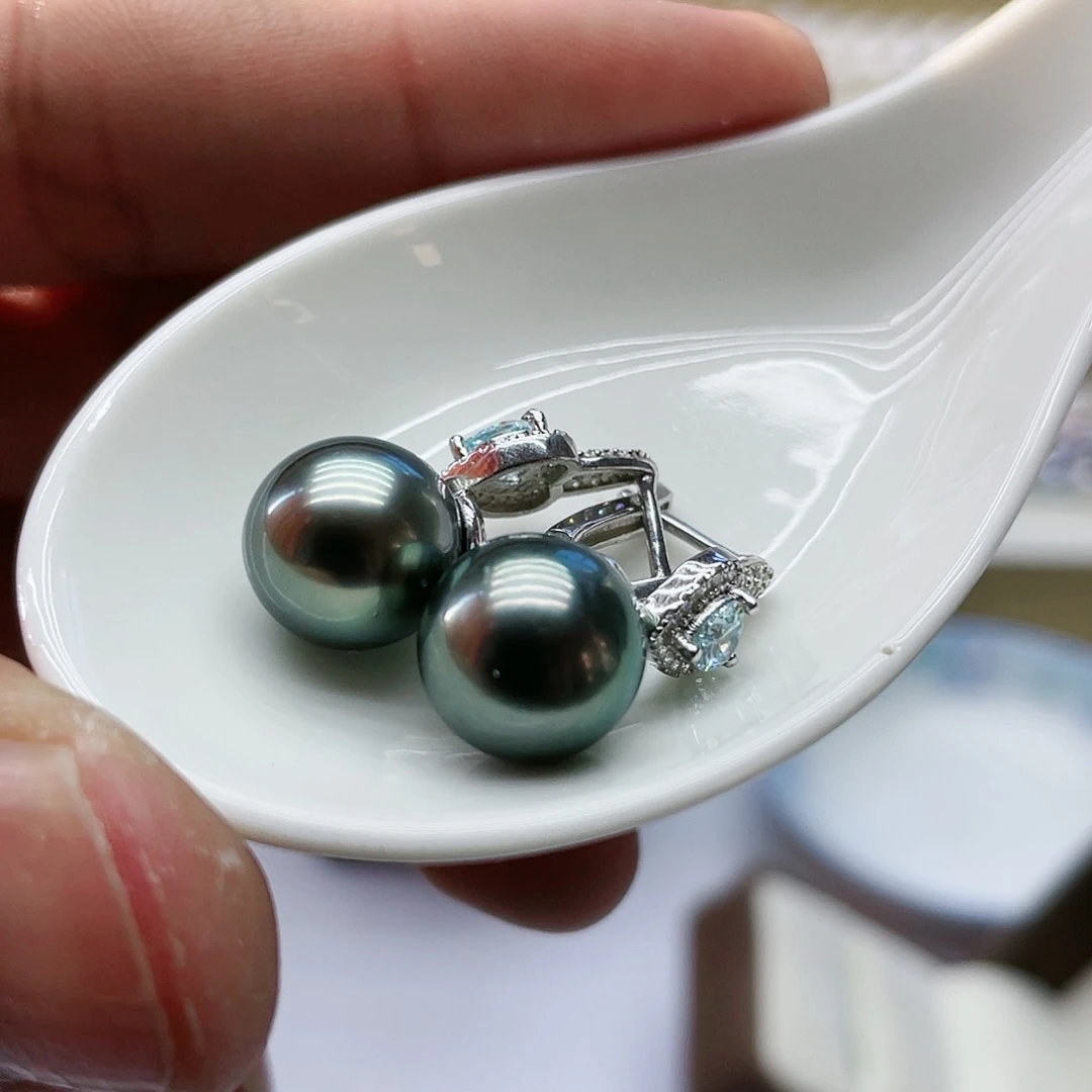 海水珍珠耳饰银S925镶嵌