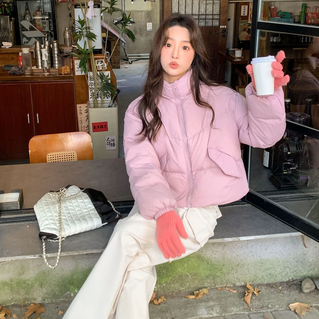 新品泡芙韩系羽绒服小泡芙立领短款加厚小个子冬款新款羽绒服