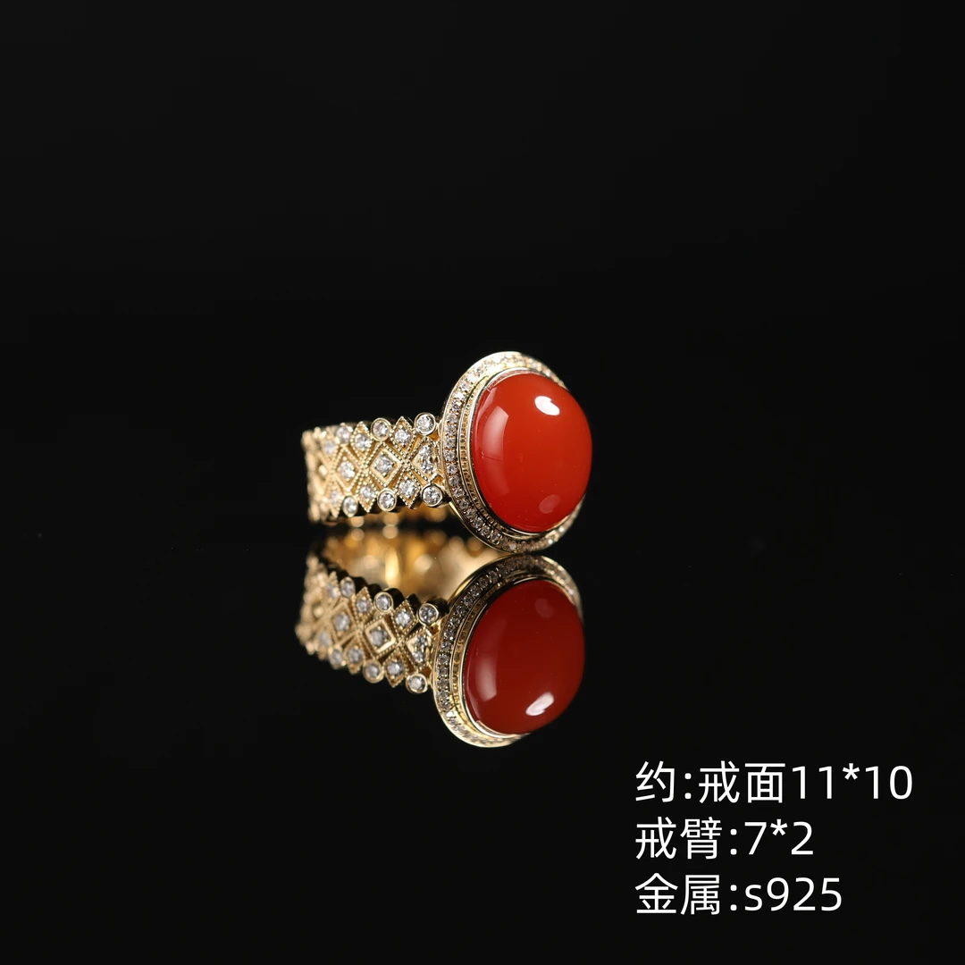 “半梦”严选精品天然原矿南红冰红戒指多样性其一（备注圈口）