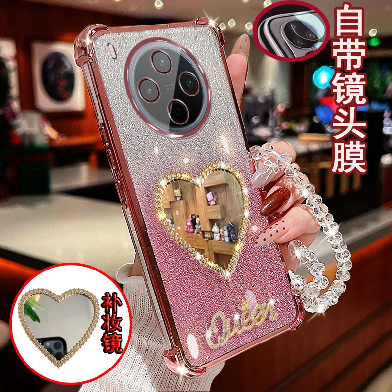 适用vivo y500pro手机壳V2516A镜头全包边镶钻爱心镜子防摔套女款