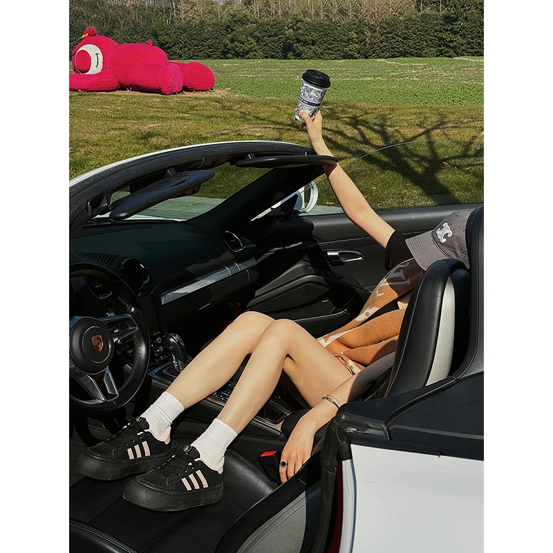 黑色鞋子女贝壳圆头德训鞋2025春季新款厚底休闲内增高板鞋德训鞋