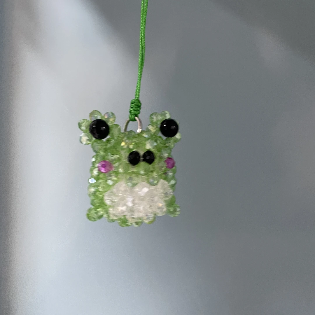 绳款编织绿色青蛙手机坠E812