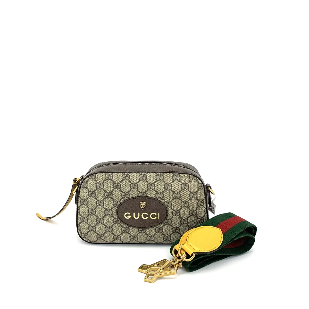 99新 GUCCI/古驰 经典老花虎头斜挎相机包 尺寸24/17