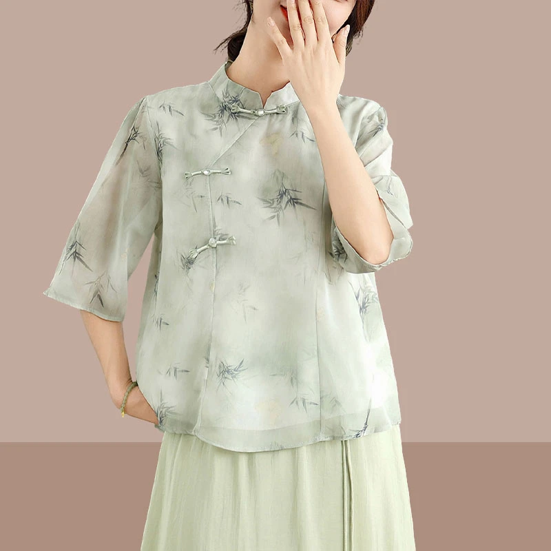 2025新款妈妈装夏装端庄大气上衬衫衣服中老年女士新中式国风小衫