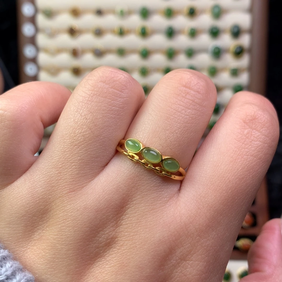 和田玉银S925镶嵌戒指