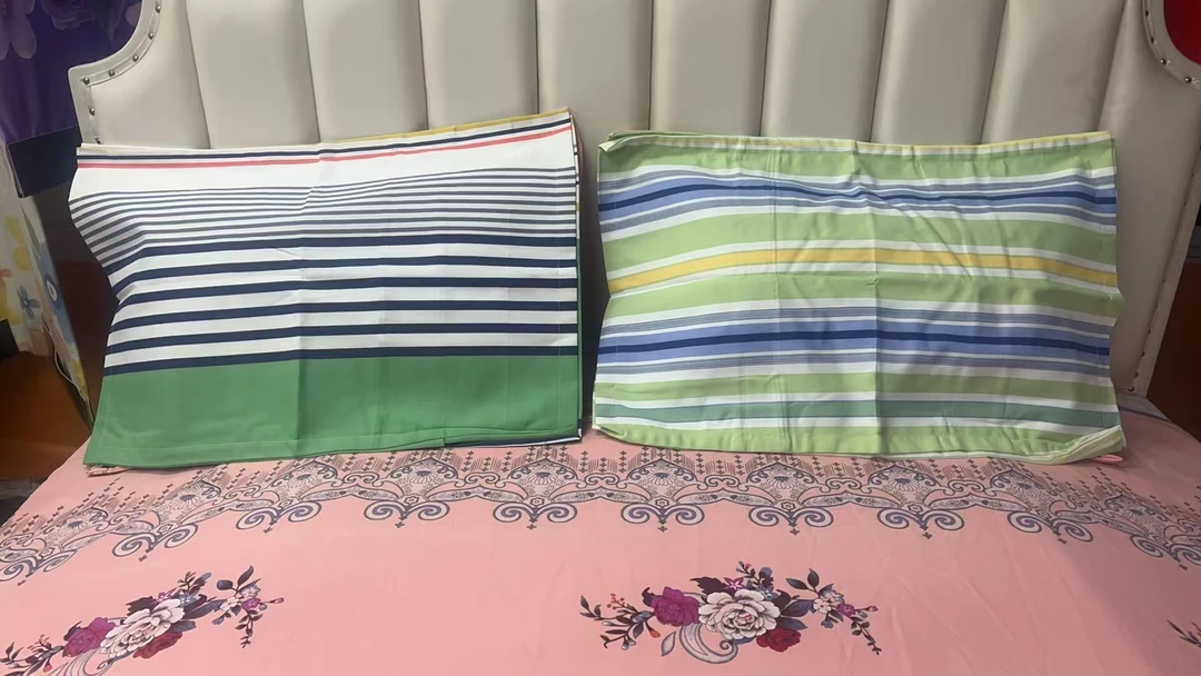 【两对枕套】加厚老粗布大枕套 细纱条纹棉枕