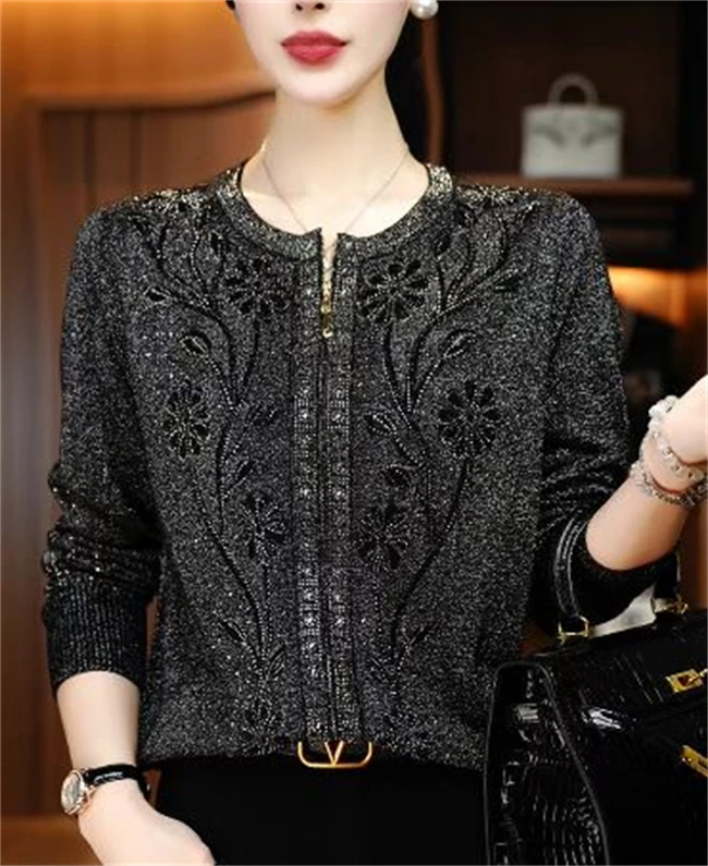 卓曼 秋冬保暖毛衣抗起球高端显瘦百搭减龄气质时尚外套V24M0701