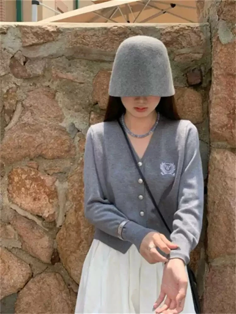 毛衫V领显瘦毛衣外套女春秋学院风休闲流行时尚慵懒风外塔上衣