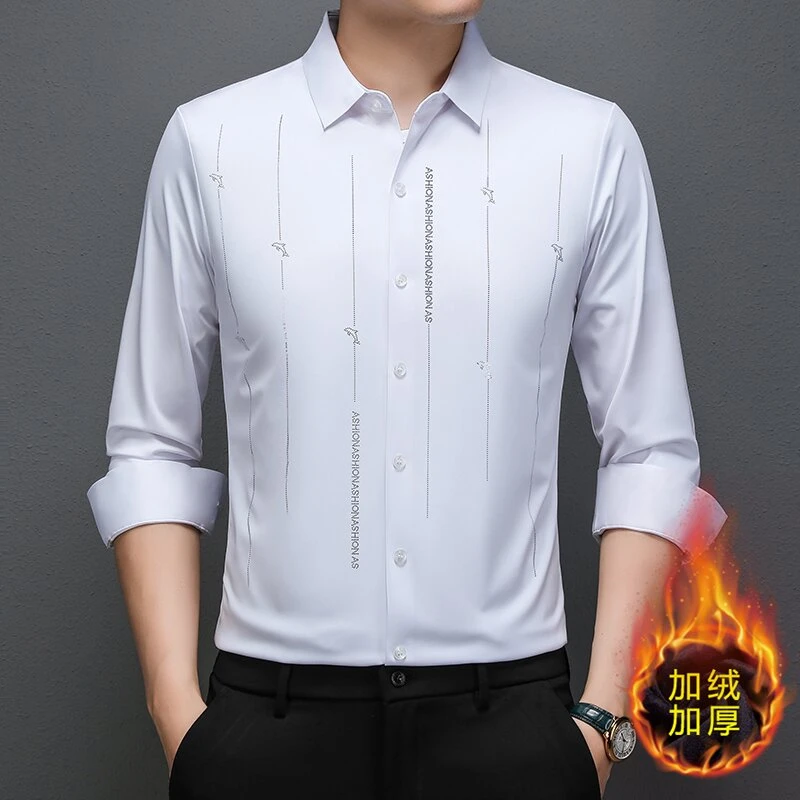 秋冬新款弹力长袖新款抗皱上衣无痕衬衫条纹衬衣TJ-9817男士男款