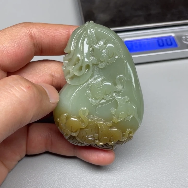 和田玉吊坠(不含链)未镶嵌冷*吹