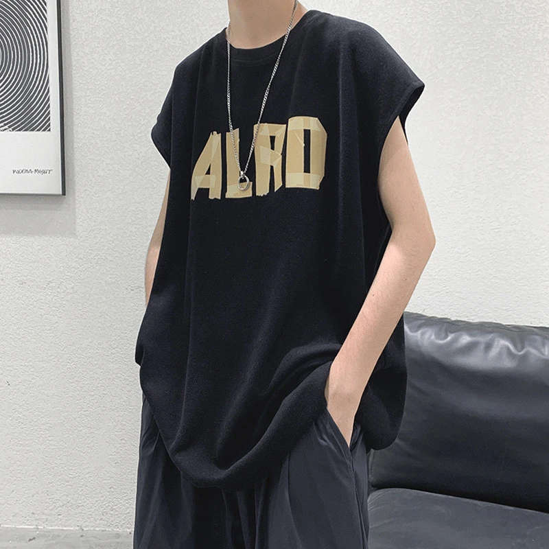 夏季薄款背心男港风宽松休闲百搭无袖t恤ins潮流痞帅高级感男装