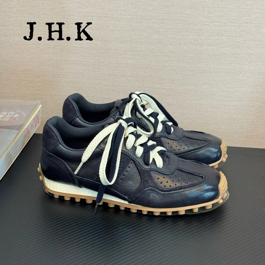 J.H.K马皮水洗女鞋复古系带德训时尚休闲百搭经典运动鞋四季鞋