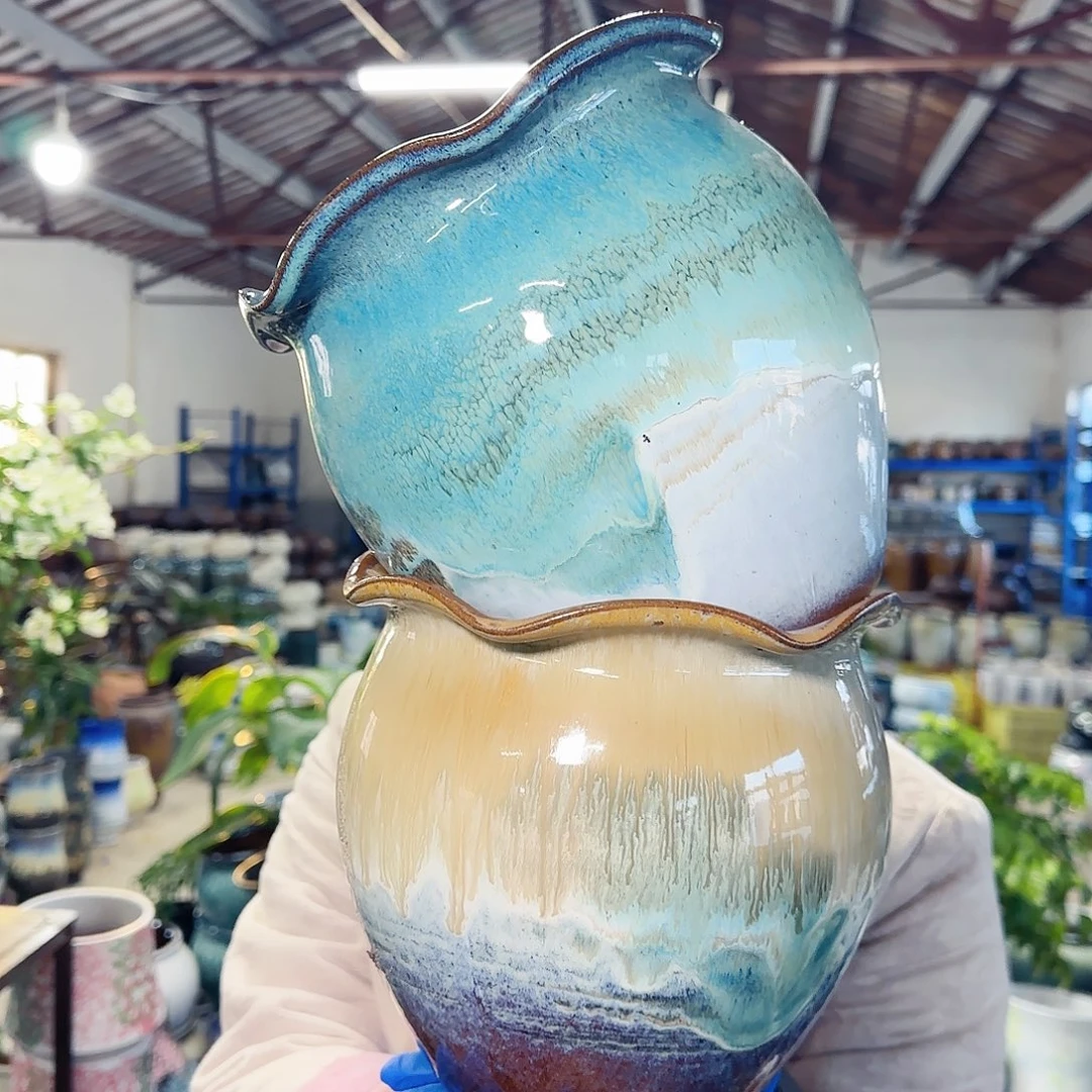 紫砂花盆高19口18